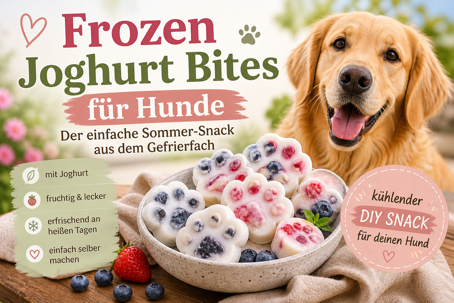 Frozen Joghurt Bites für Hunde: Der einfache Sommer-Snack aus dem Gefrierfach