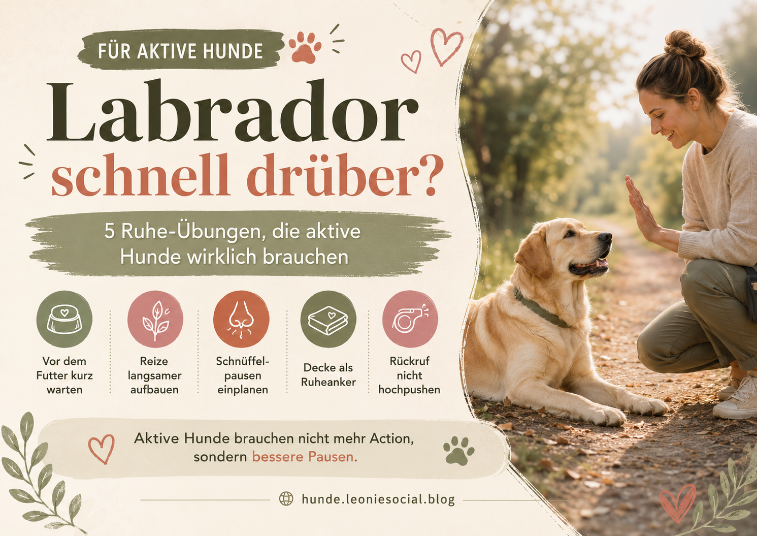 Labrador schnell drüber? 5 Ruhe-Übungen, die aktive Hunde wirklich brauchen