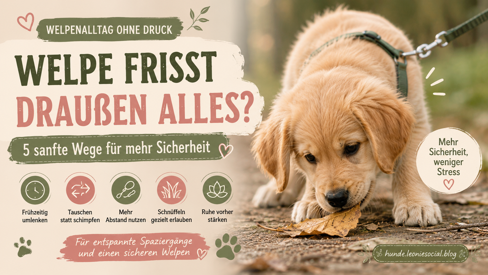 Welpe frisst draußen alles? 5 sanfte Wege für mehr Sicherheit beim Spaziergang