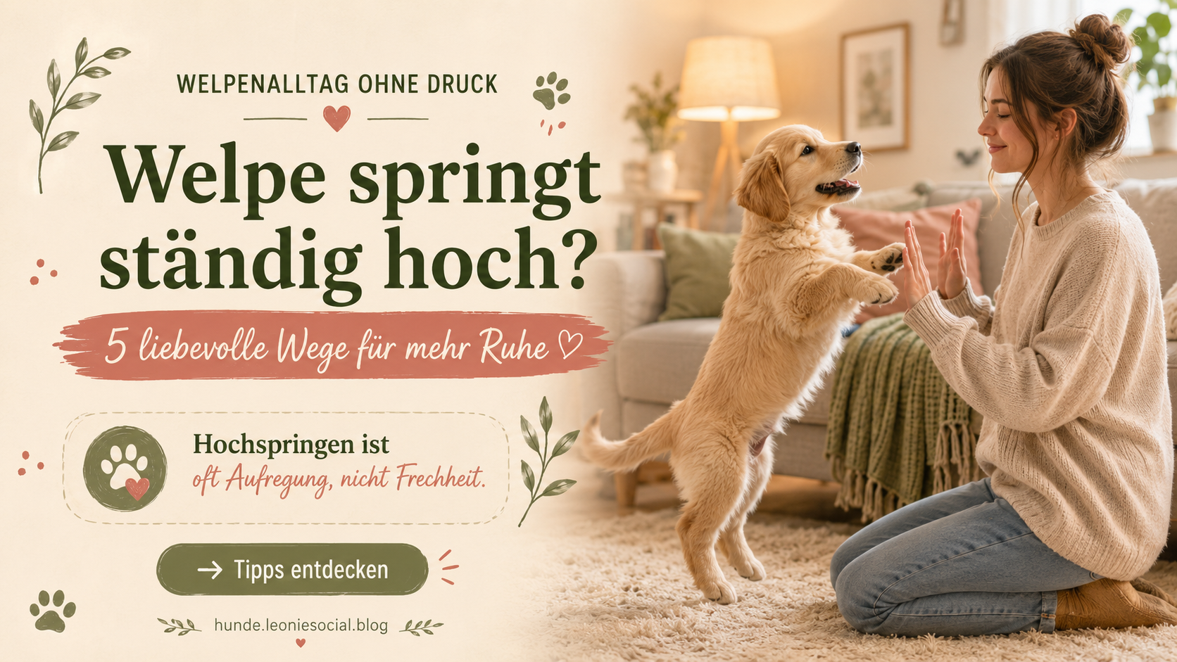Welpe springt ständig hoch? 5 liebevolle Wege für ruhigere Begrüßungen